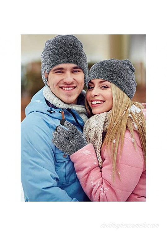 3 Piece Winter Beanie Hat Touchscreen Gloves Scarf Warm Set for Men Women