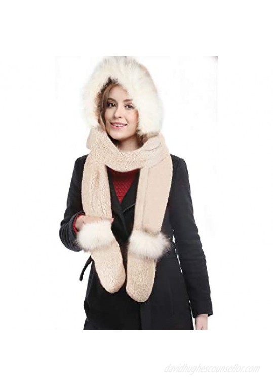 Bellady Soft Winter Warm Hooded Scarf Headscarf Neckwarmer Hoodie Hat