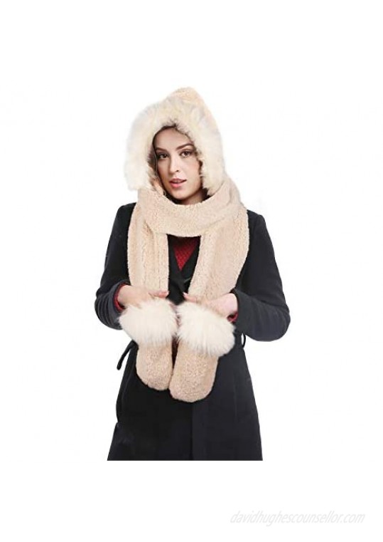 Bellady Soft Winter Warm Hooded Scarf Headscarf Neckwarmer Hoodie Hat