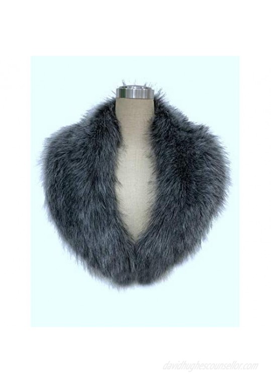 Bellivera Faux Fur Collar Women's Neck Warmer Scarf Wrap Shawl for Winter Coat