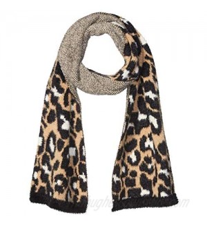Daily Ritual Women's Animal Print Fuzzy Knit Scarf  Beanie  and Mittens Set
