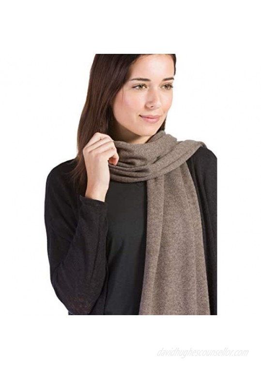 Fishers Finery Women's 100% Pure Cashmere Knit Scarf with Fringe Detail; with Black Label Box