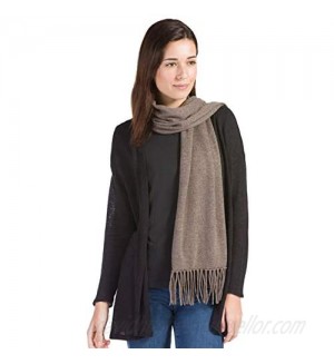 Fishers Finery Women's 100% Pure Cashmere Knit Scarf with Fringe Detail; with Black Label Box
