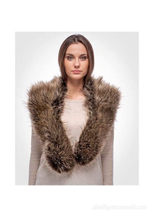 Futrzane Long Faux Fur Shawl Wrap for Woman - Classy Stole - Like Real Fur
