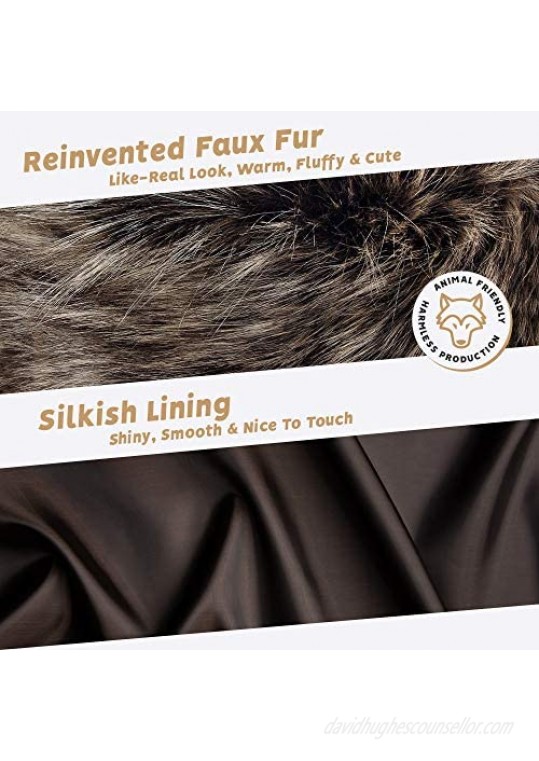 Futrzane Long Faux Fur Shawl Wrap for Woman - Classy Stole - Like Real Fur