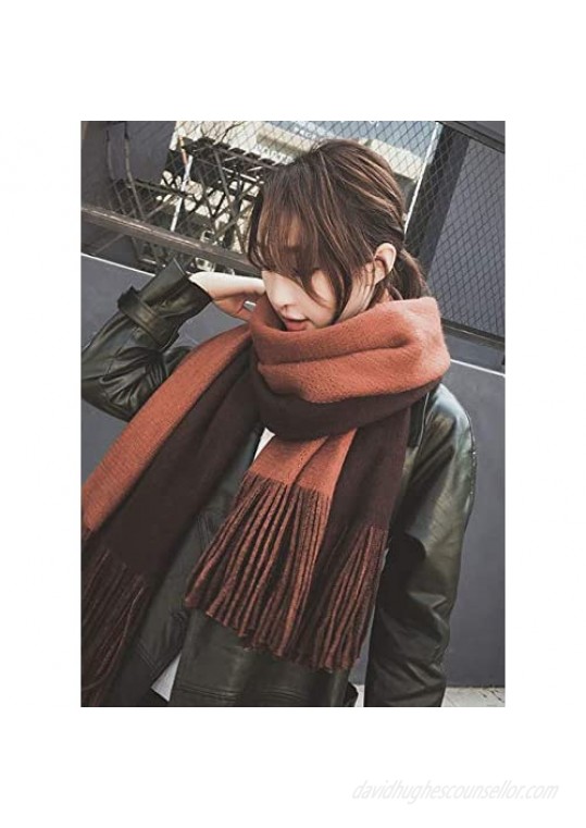 MIWORM Women Double Color Super Soft Tassel Fashion Long Scarf Blanket Oversized Large Warm Cashmere Feel Shawl More Thick