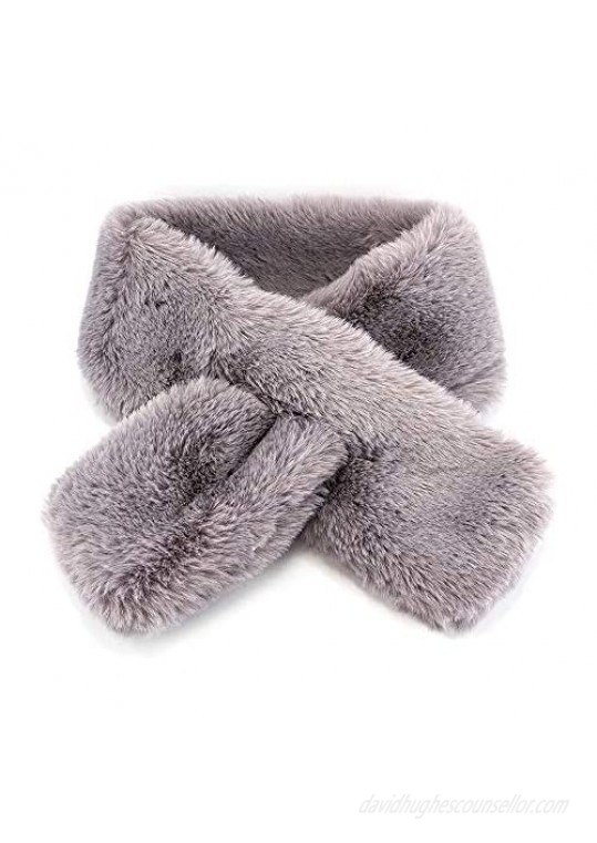 OCT17 Women’s Winter Fake Faux Fur Loophole Scarf Rectangle Furry Wrap Warm Soft Cozy