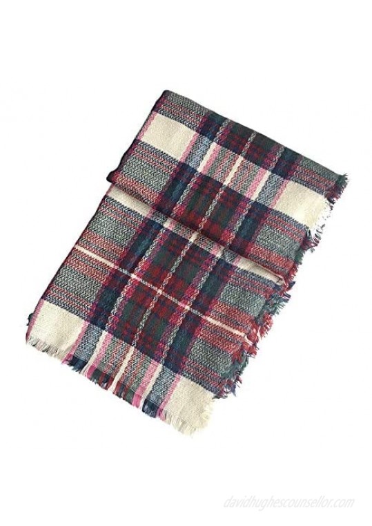 Plaid Blanket Scarf Winter Fall Scarfs for Women Warm Soft Chunky Oversized Tartan Shawls Wraps Scarves
