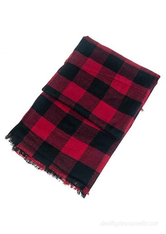 Qupish Plaid Blanket Winter Scarfs for Women Soft Warm Cozy Scarf Classic Chunky Oversized Wrap Shawl Scarves Gifts