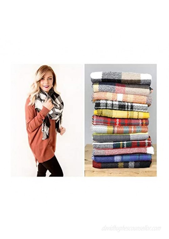 Trendy Plaid Blanket Scarf Women Big Oversized Long Scarves Warm Winter Tartan Checked Shawl Wrap Scarf Gift