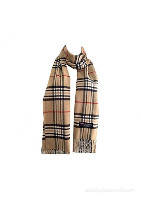 WA - New 100% Cashmere Winter Womens Mens Wool Wrap Scarf Made in Scotland Plaid Scarves