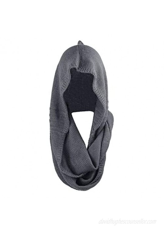 Winter Soft Pullover Knit Infinity Scarf Beanie Hoodie Scarf