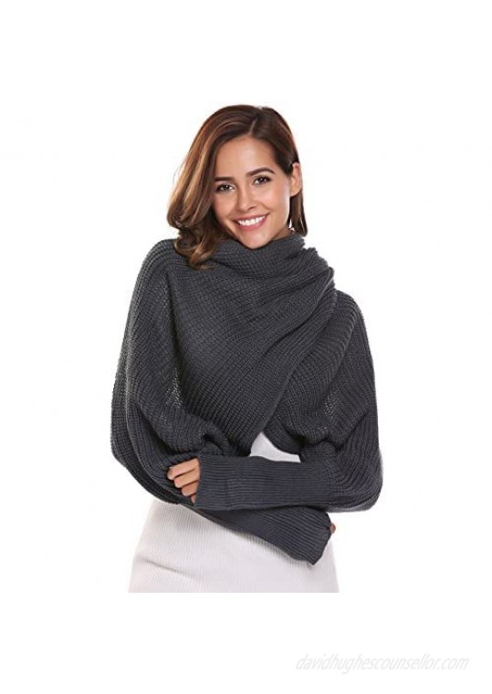 Women Crochet Knit Blanket Long Shawl Winter Warm Large Scarf Scarves Coat