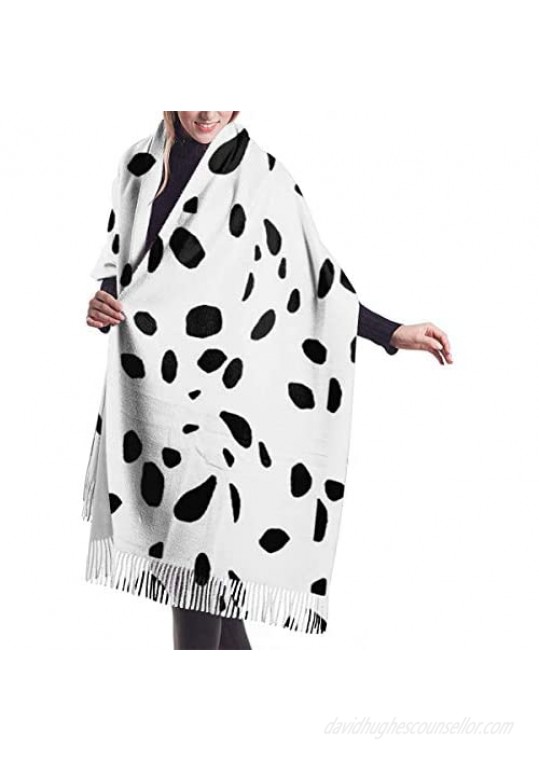 Women's Fashion Scarves Dalmatian Print Comfortable Long Shawl Winter Thick Warm Scarf
