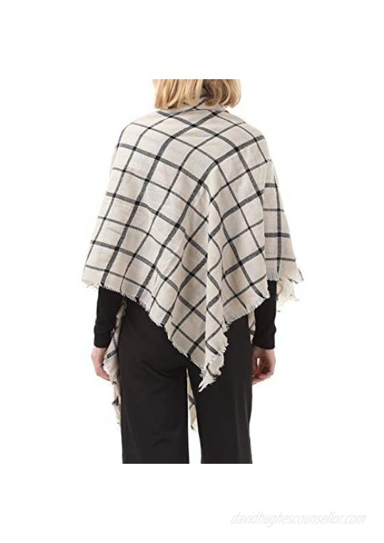 Women's Plaid Blanket Scarf Winter Tassels Warm Tartan Scarves Oversized Chunky Wrap Shawl