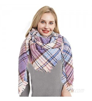 Womens Plaid Tassel Scarf Fall Winter Classic Warm Soft Check Chunky Wrap Blanket Tartan Shawl Scarves