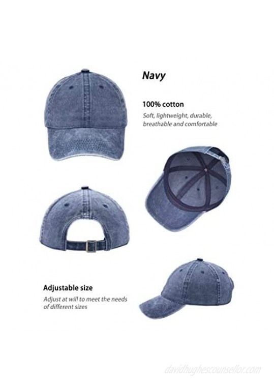 3 Pack Vintage Washed Cotton Adjustable Baseball Caps Men and Women Unstructured Low Profile Plain Classic Black Dad Hat
