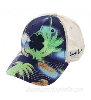 Black Clover Island Luck Hat - Tropical Navy/Lime/Khaki Mesh - Adjustable