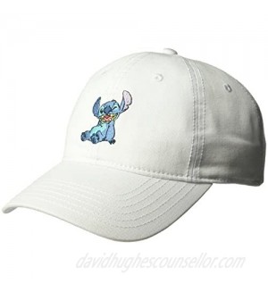 Concept One Unisex-Adult Disney's Lilo and Stitch Cotton Adjustable Baseball Hat with Curved Brim  white  One Size