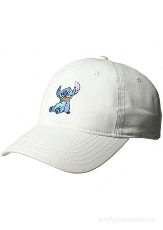 Concept One Unisex-Adult Disney's Lilo and Stitch Cotton Adjustable Baseball Hat with Curved Brim  white  One Size