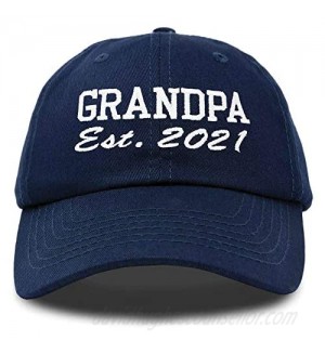 DALIX New Grandpa Hat Est 2021 Fun Gift Embroidered Dad Hat Cotton Cap