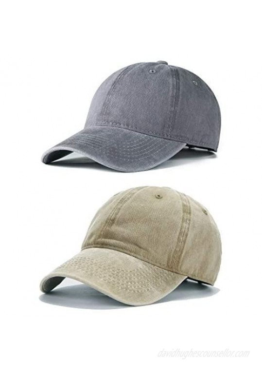 Edoneery Men Women Plain Cotton Adjustable Washed Twill Low Profile Baseball Cap Hat(Set 1)