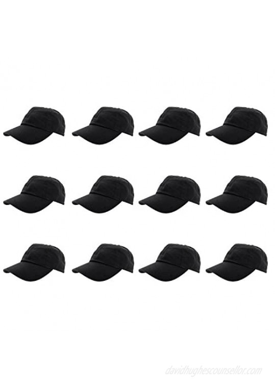 Gelante Baseball Caps 100% Cotton Plain Blank Adjustable Size Wholesale LOT 12 Pack