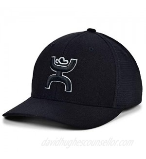 HOOEY Ash Black 6-Panel Flexfit Hat w/Black and Grey Logo