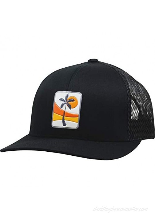 LINDO Trucker Hat - Palm Waves Sunset (Black/Orange)
