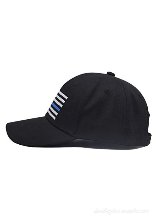 MANMESH HATT Embroidered USA American Flag Hat Thin Blue Line Washed Cotton Adjustable Baseball Cap