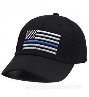 MANMESH HATT Embroidered USA American Flag Hat  Thin Blue Line Washed Cotton Adjustable Baseball Cap