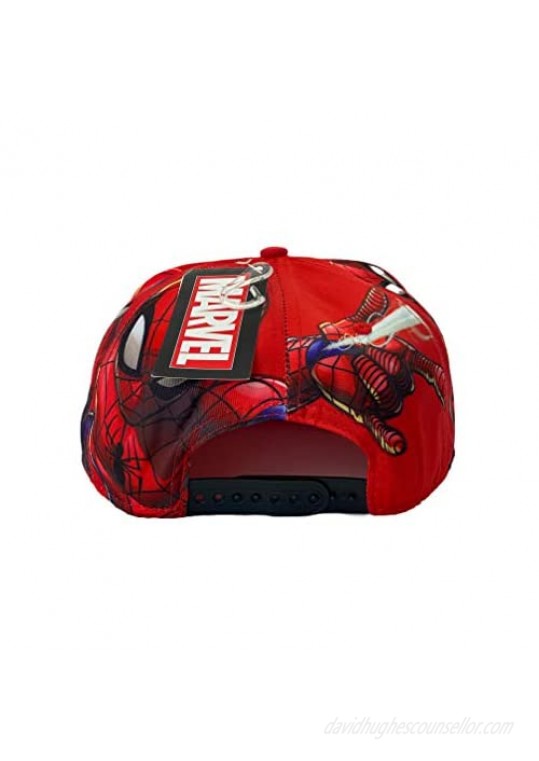 Marvel Comics Mens Spiderman Character Costume Embroidered/Printed Snapback Flatbrim Baseball Cap Hat