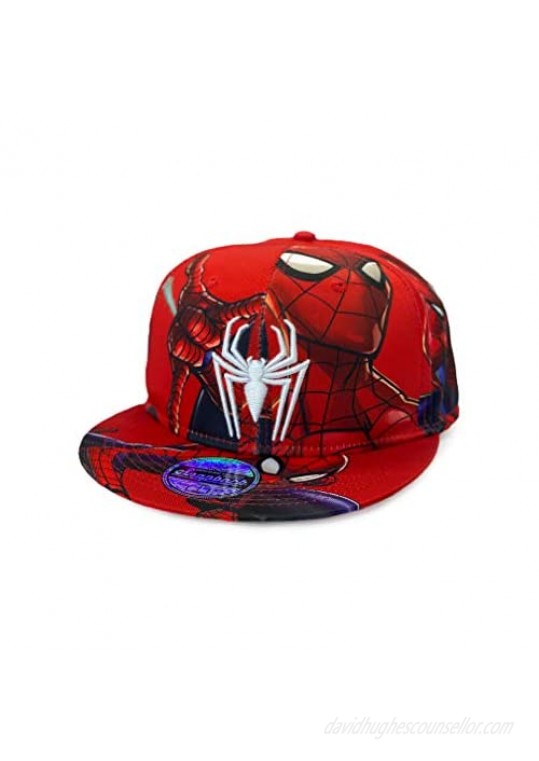 Marvel Comics Mens Spiderman Character Costume Embroidered/Printed Snapback Flatbrim Baseball Cap Hat