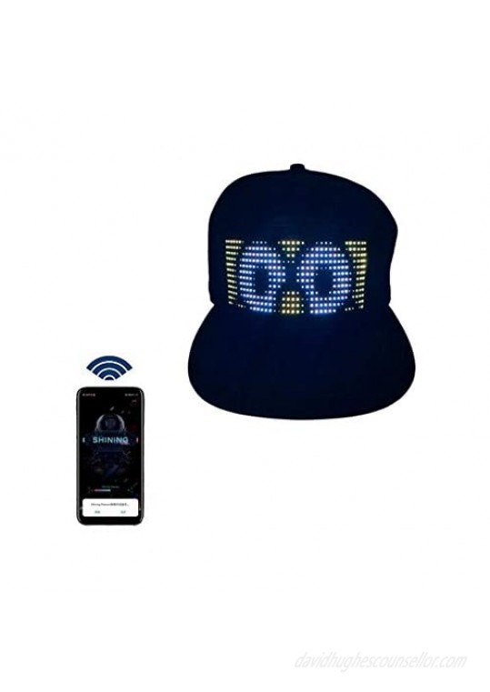 Multi-Language Bluetooth LED Smart Cap  Customized Bluetooth Hat Mobile APP Control Editing LED Display Hat Led Lamp Word (Text  Music  Image  Drawing) for Party Club Christmas Halloween Black