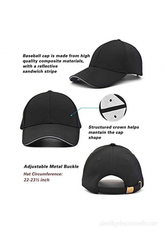 Reflective Brim Low Profile Solid Plain Baseball Hats Adjustable Blank Ball Cap for Men Women Golf Hat