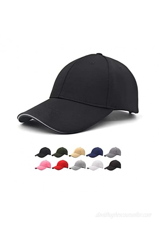 Reflective Brim Low Profile Solid Plain Baseball Hats Adjustable Blank Ball Cap for Men Women Golf Hat
