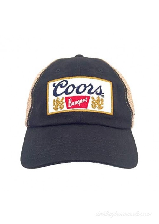 Tee Luv Coors Banquet Beer Trucker Hat (Black and Brown)