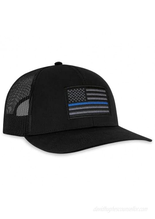 Thin Blue Line Hat – Blue Line Trucker Hat Baseball Cap Police Snapback Golf Hat