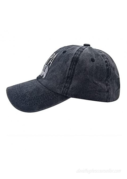Waldeal Men's Papa Bear Embroidered Washed Denim Adjustable Baseball Cap Dad Hat