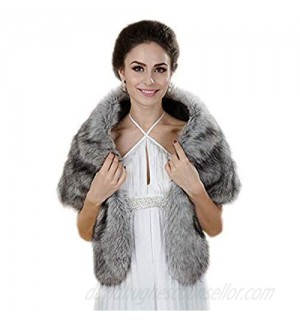 Aukmla Wedding Faux Fur Shawls and Wraps Bride Bridesmaids Fur Stoles Winter Cover Up Bridal Fur Scarfs for Women and Girls