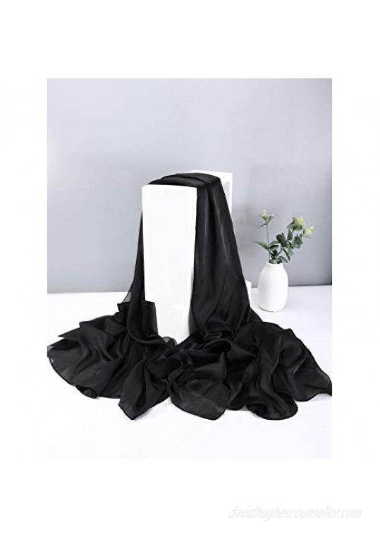 Boao Women Satin Scarves Long Shawl Wrap Light Soft Sheer Scarf for Wedding Party Everyday Accessory