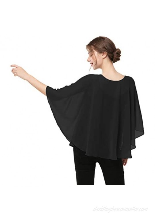 Capes for Womens Casual chiffon shawl Casual Chiffon Cape Sheer cape shawls and wraps Poncho Capelets Cover Up