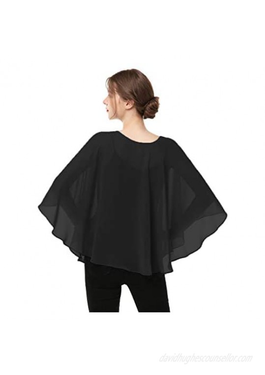 Capes for Womens Casual chiffon shawl Casual Chiffon Cape Sheer cape shawls and wraps Poncho Capelets Cover Up