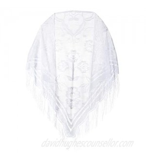 CAPTAIN Fine Soft Lace Shawl Wrap Leaf Designed Scarf  Cape Poncho with Fringes For Women
