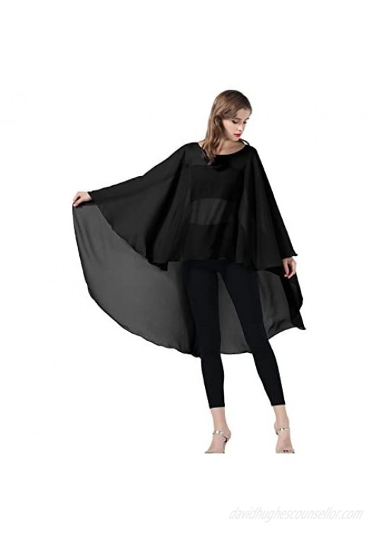 Chiffon Capelet Wedding Bridal Cape Sheer Overlay Poncho Stole For Women Plus Size