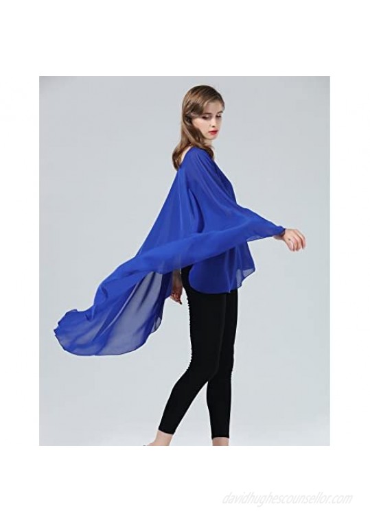 Chiffon Capelet Wedding Bridal Cape Sheer Overlay Poncho Stole For Women Plus Size