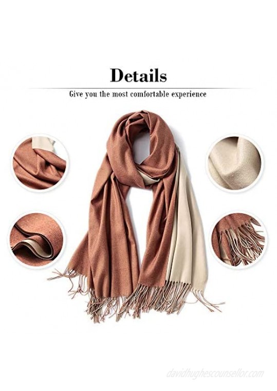 FORTREE Cashmere Feel Scarf - Lightweight Scarfs for Women Large Soft 2 Tone Shawls and Wraps (10 Colors Available)