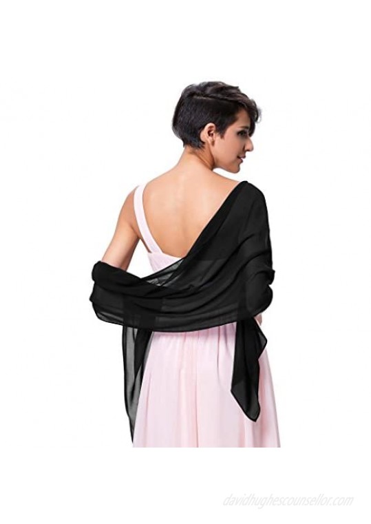 Kate Kasin Soft Chiffon Pashmina Scarf Shawls and Wraps for Formal Evening Party Dress Bride Bridesmaid Shawl for Wedding
