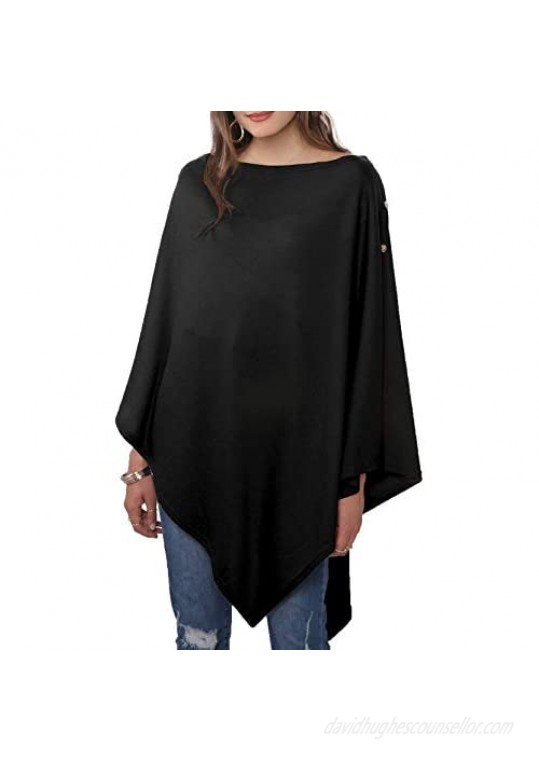 MissShorthair Women's Lightweight Knitted Poncho Cape Shawl Versatile Spring Summer Fall Poncho Wraps