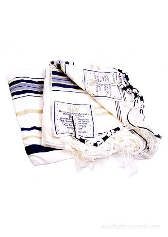 Rabbi Full Body size - Messianic Prayer Shawl - messianic seal Christian Sign Tallit Hebrew English 80 x 60 Inches with Messianic Bag